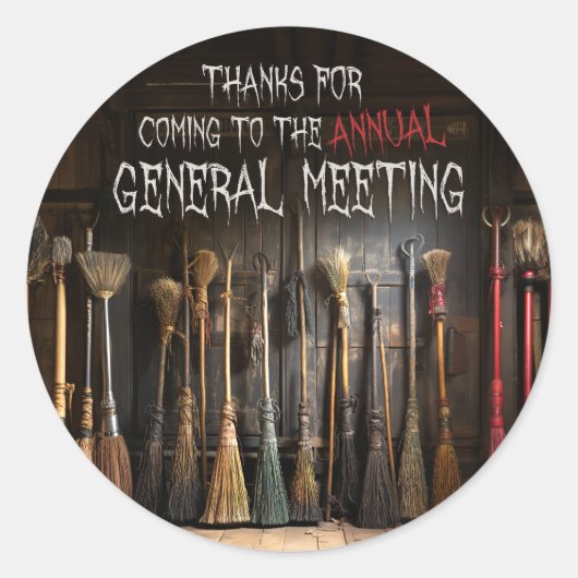 Sticker Rond Balais de Sorcière Amusants Fête d'Halloween Merci (Devant)