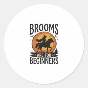 Sticker Rond Balais pour débutants Sorcière Halloween vintage D