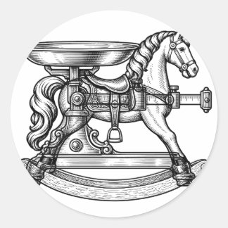 Sticker Rond Balance de cuisine victorienne Gravure Ancienne pâ