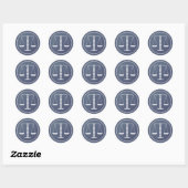 Sticker Rond Balances bleues blanches de justice | Avocat (Feuille)