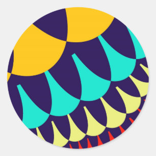 Sticker Rond Balances bleues orange et marine