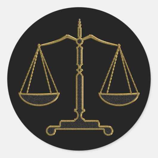 Sticker Rond Balances d'or de la justice - Baguette de loi (Devant)