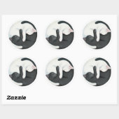 Sticker Rond Balancing Yin Yang Chats : Chatons noirs et blancs (Feuille)