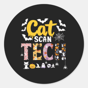 Sticker Rond Balayage Cat Ct Rad Tech Halloween Costume Araigné
