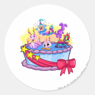 Sticker Rond Balayage du groupe de gâteaux d'anniversaire