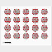 Sticker Rond Balayage nordique Animaux d'hiver rouges Argent (Feuille)