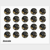 Sticker Rond Balayage Primordial | Design Abstrait Or Noir (Feuille)