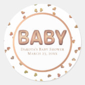 Sticker Rond Balcon bébé | Élégant Baby shower Rose or (Devant)