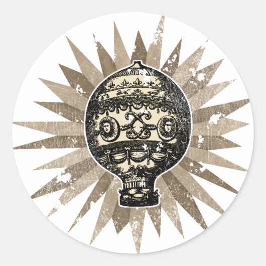Sticker Rond Balcon Orné vintage - Distressed (Devant)