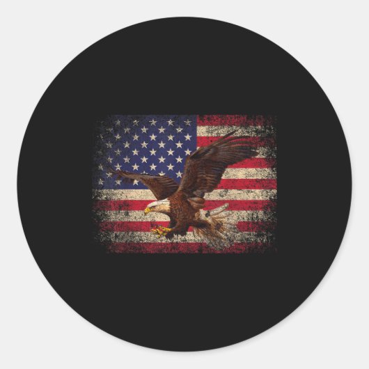 Sticker Rond Bald Eagle 4th Of July Christmas Gift American Fla (Devant)