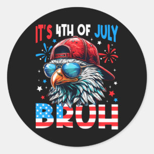 Sticker Rond Bald Eagle Bruh 4 juillet Quatrième Juillet Hommes
