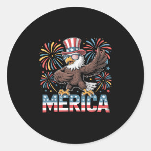 Sticker Rond Bald Eagle Dansant 'merica Tee Funny Patriotique U
