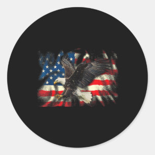 Sticker Rond Bald Eagle drapeau américain Vintage Patriotique U