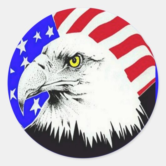 Sticker Rond Bald Eagle et drapeau américain (Devant)