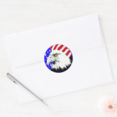 Sticker Rond Bald Eagle et drapeau américain (Enveloppe)