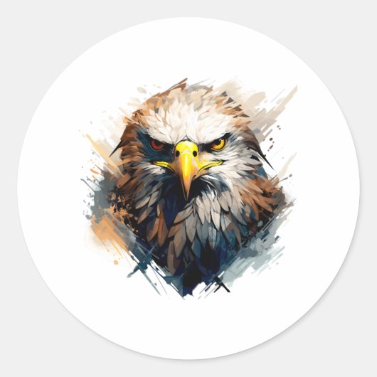 Sticker Rond Bald Eagle Falconer Hunter Nature Ornithologue (Devant)