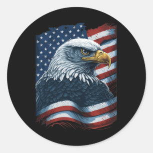 Sticker Rond Bald Eagle Fier drapeau américain patriotique 4°
