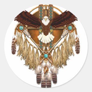 Sticker Rond Bald Eagle Mandala - révisé