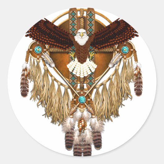 Sticker Rond Bald Eagle Mandala - révisé (Devant)