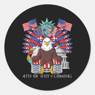 Sticker Rond Bald Eagle Throne 4 juillet USA Patriotic Boys K