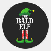 Sticker Rond Bald Elf Matching Family Group Christmas Party Pyj (Devant)