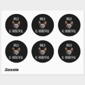 Sticker Rond Bald Est Belle Jolie Chat Sphynx Sans Cheveux (Feuille)
