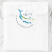 Sticker Rond Baleine aquarelle et étoile de mer bleue (Sac)