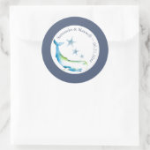 Sticker Rond Baleine aquarelle et étoile de mer bleue  (Sac)