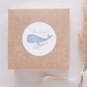 Sticker Rond Baleine aquatique sous le Baby shower marin