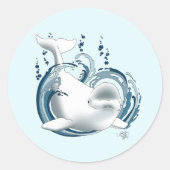 Sticker Rond Baleine Béluga Bleue (Devant)