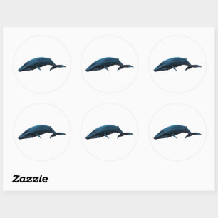 STICKER ROND BALEINE BLEUE