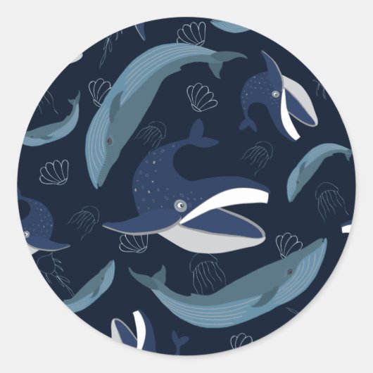 Sticker Rond Baleine bleue (Devant)