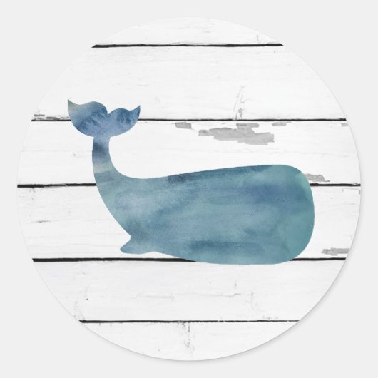 Sticker Rond Baleine Bleue Nautique (Devant)