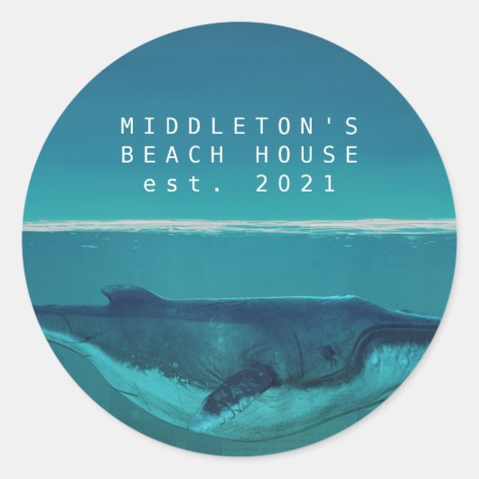 Sticker Rond Baleine Blue Ocean Scene Famille (Devant)