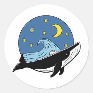 Sticker Rond Baleine céleste
