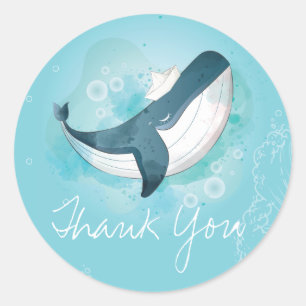Sticker Rond Baleine d'anniversaire Merci
