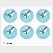 Sticker Rond Baleine d'anniversaire personnalisée (Feuille)