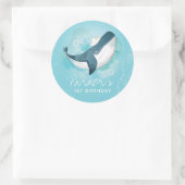 Sticker Rond Baleine d'anniversaire personnalisée (Sac)