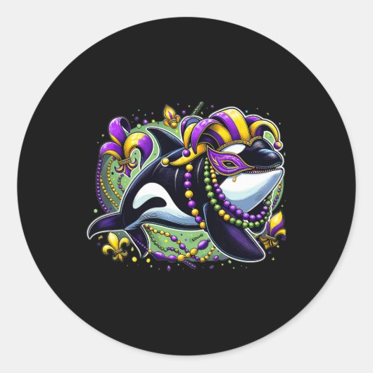 Sticker Rond Baleine de Mardi Gras Orca (Devant)