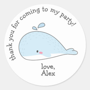Sticker Rond Baleine mignonne - Merci Anniversaire de enfant