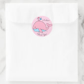 Sticker Rond Baleine rose de Kawaii Customisée (Sac)