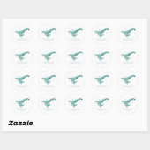 Sticker Rond Baleine Turquoise Baby shower Favoriser (Feuille)