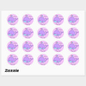 Sticker Rond Baleine violette de Kawaii Customisée (Feuille)