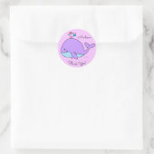 Sticker Rond Baleine violette de Kawaii Customisée (Sac)