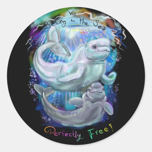 Sticker Rond Baleines de Beluga (Devant)