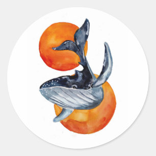 Sticker Rond Baleines et boules orange