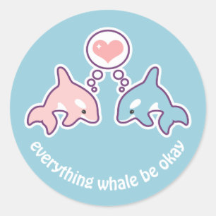 Sticker Rond Baleines mignonnes