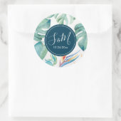 Sticker Rond Balise Aquarelle tropicale Faveur botanique (Sac)