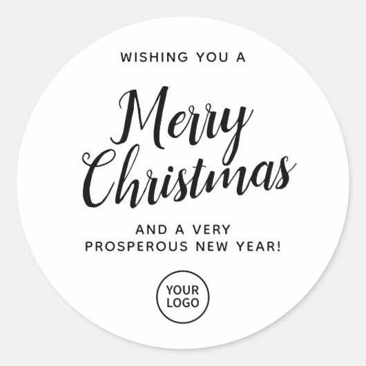 Sticker Rond Balise cadeau blanc Logo de Noël simple (Devant)