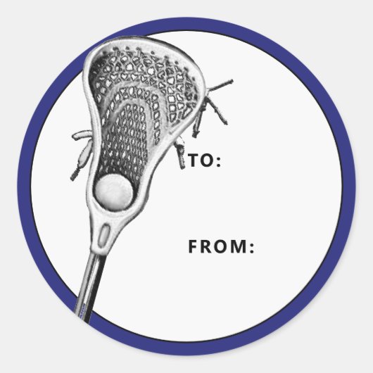 Sticker Rond Balise cadeau bleu crosse (Devant)